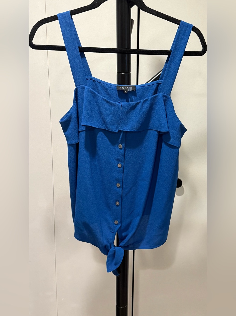 STATE Blue Tie-Front, Button Up Tank Top - Medium
